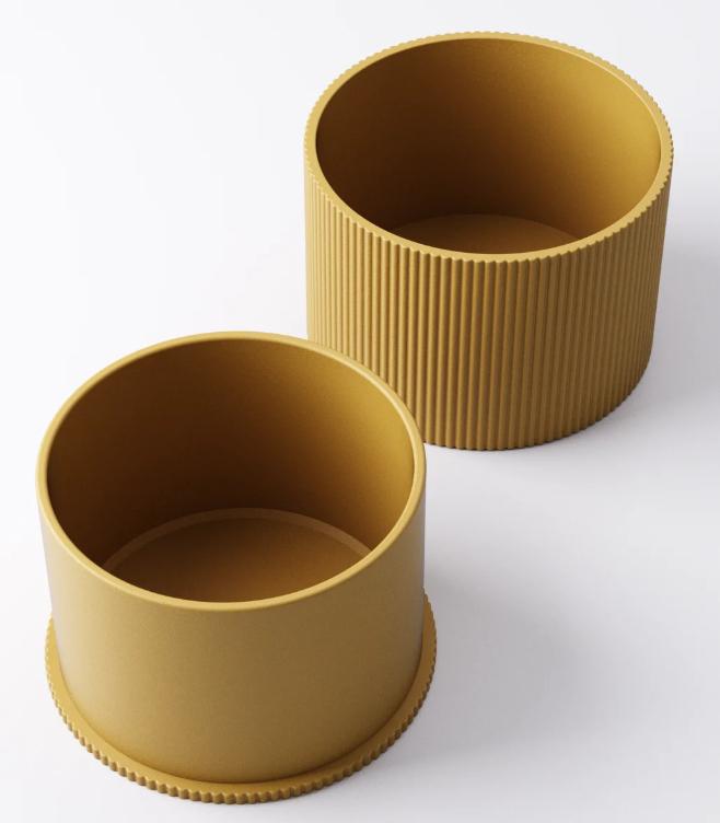 3D Printed Ribbed Coin Bank: Mustard Yellow Minimalist Savings Jar