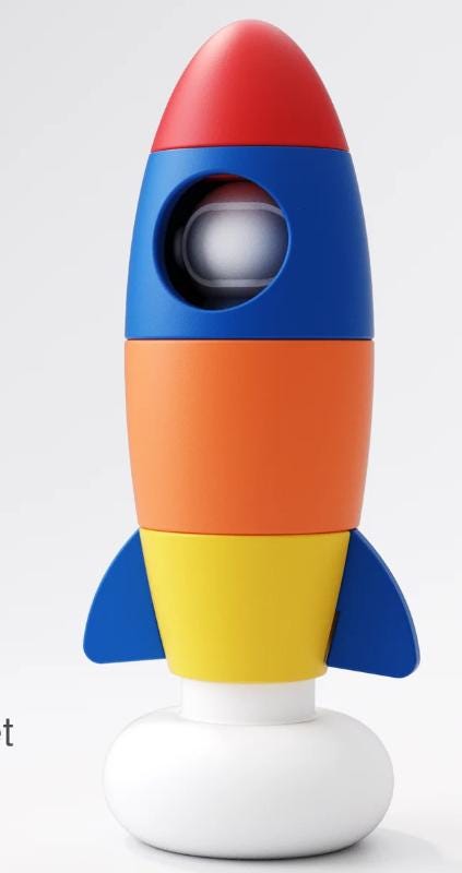 Montessori Rocket Stacking Toy with Spaceman: STEM Learning
