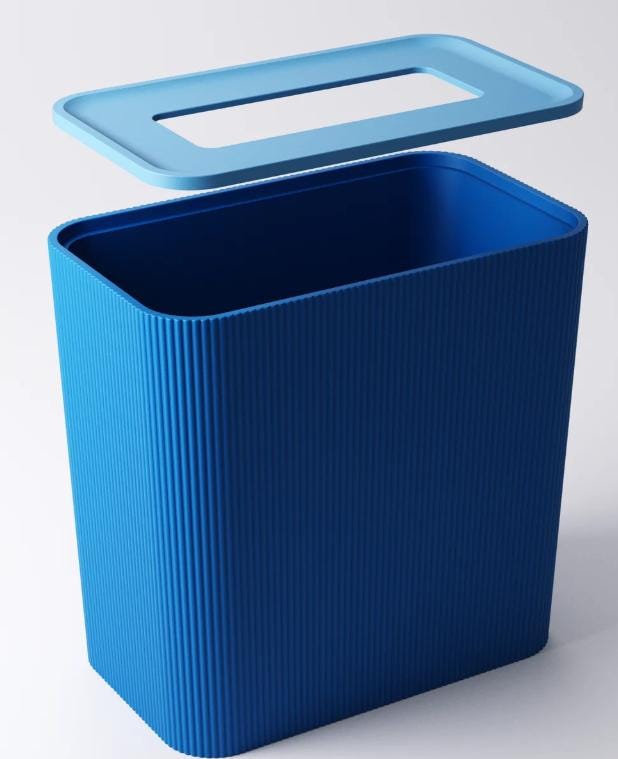 Minimalist Blue Desk Bin: Modern Office Wastebasket