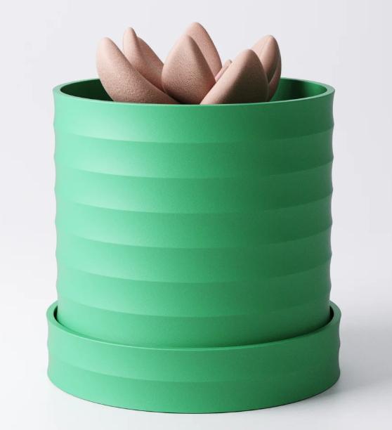 Scalloped Planter Set with Drip Trays (3 Sizes Included) – Modern Minimalist Plant Pot.
