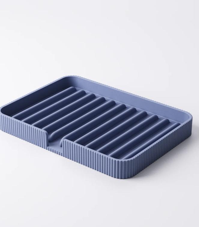 3D Printed Ribbed Sponge Holder: Modern Kitchen Sink Organizer
