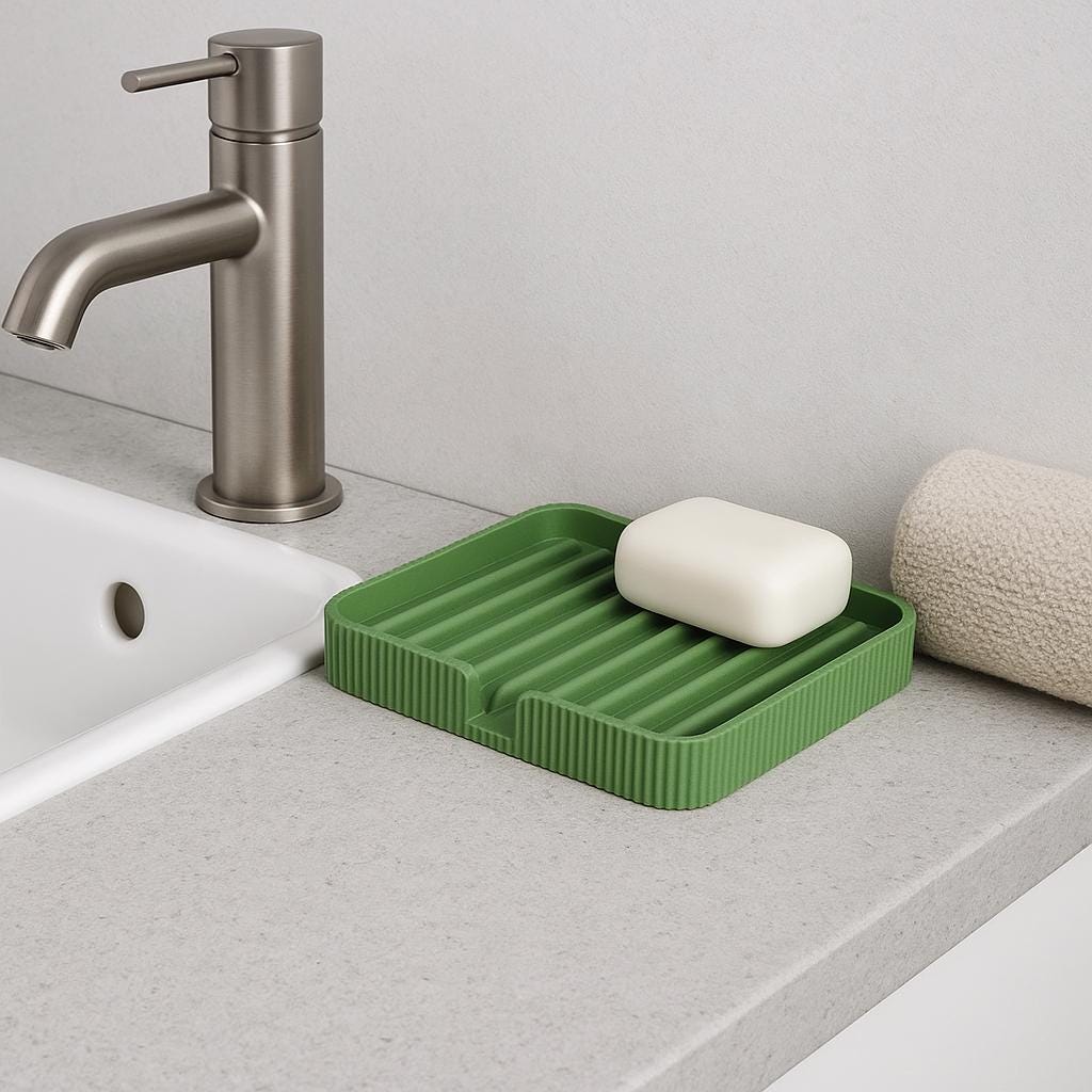 3D Printed Ribbed Sponge Holder: Modern Kitchen Sink Organizer