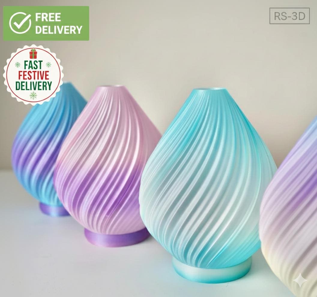 Modern Swirl Table Lamp | 3D Printed Wave Bedside Light Diffuser | Minimalist Tear Drop Decor | Unique Home Lighting Gift fall gift