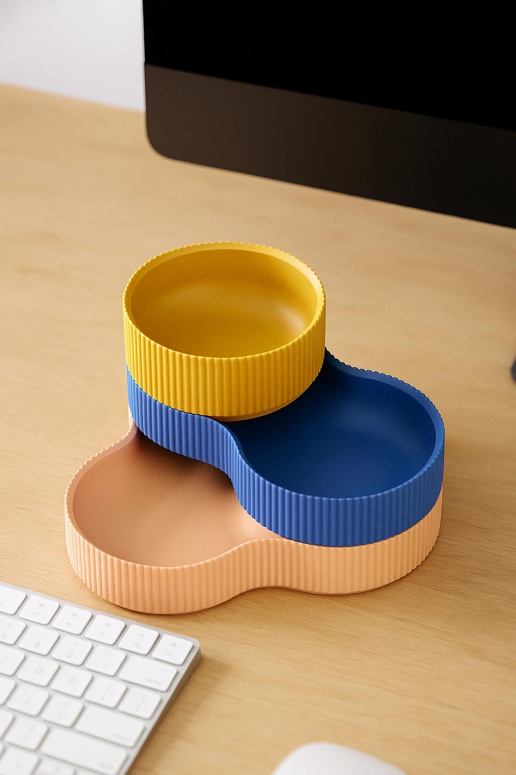 Modern 3-Tier Rippled Storage Tray – Minimalist Desk Organizer for Keys, Jewelry & Small Essentials