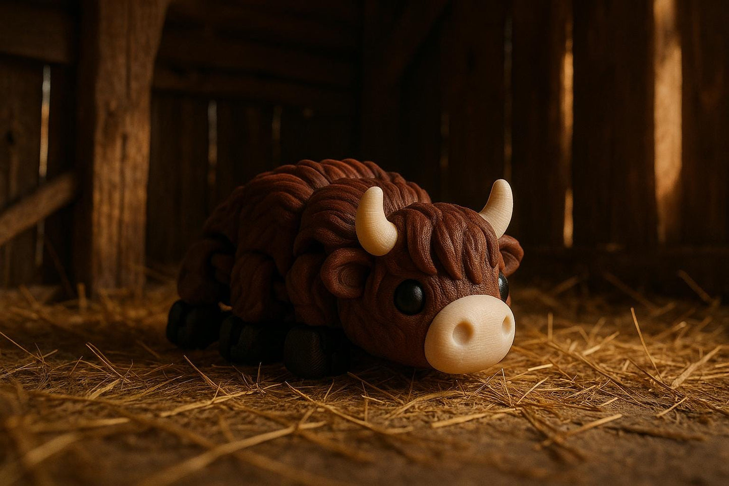 Articulated Highland Cow Fidget Toy: 3D Printed Scottish Gift