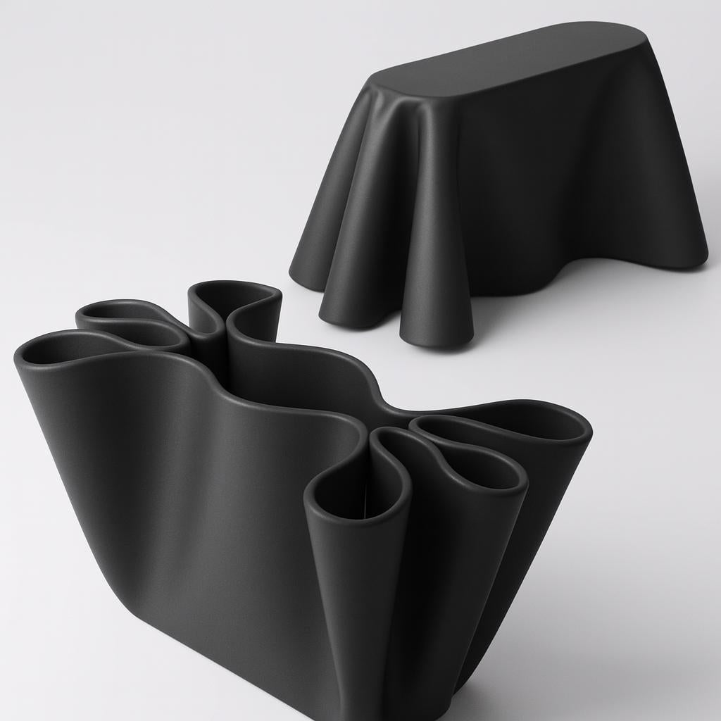 Desk Organizer: Modern Sculptural Pen Holder, Minimalist Blue Office Décor paper crushed fun desk tidy