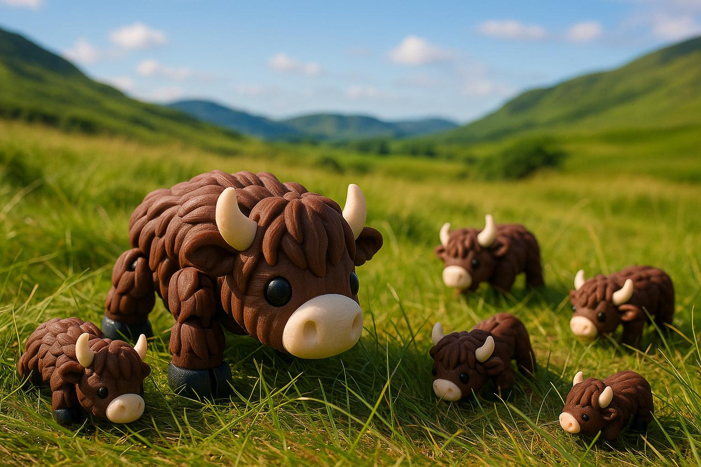 Articulated Highland Cow Fidget Toy: 3D Printed Scottish Gift
