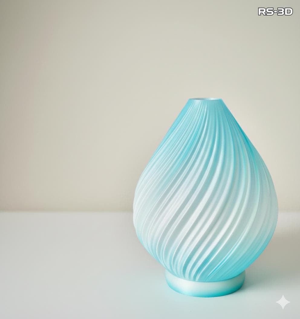 Modern Swirl Table Lamp | 3D Printed Wave Bedside Light Diffuser | Minimalist Tear Drop Decor | Unique Home Lighting Gift fall gift