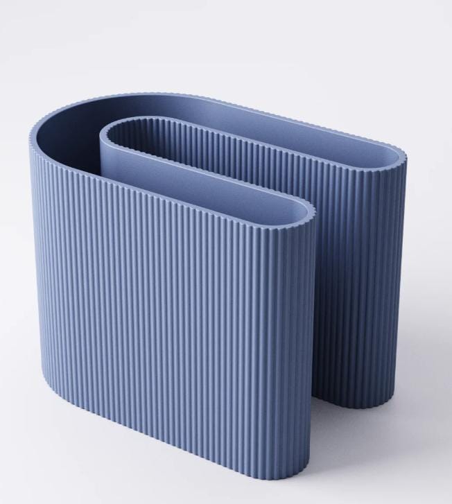 3D Printed S-Shaped Desk Organizer: Ribbed Pen & Notebook Holder