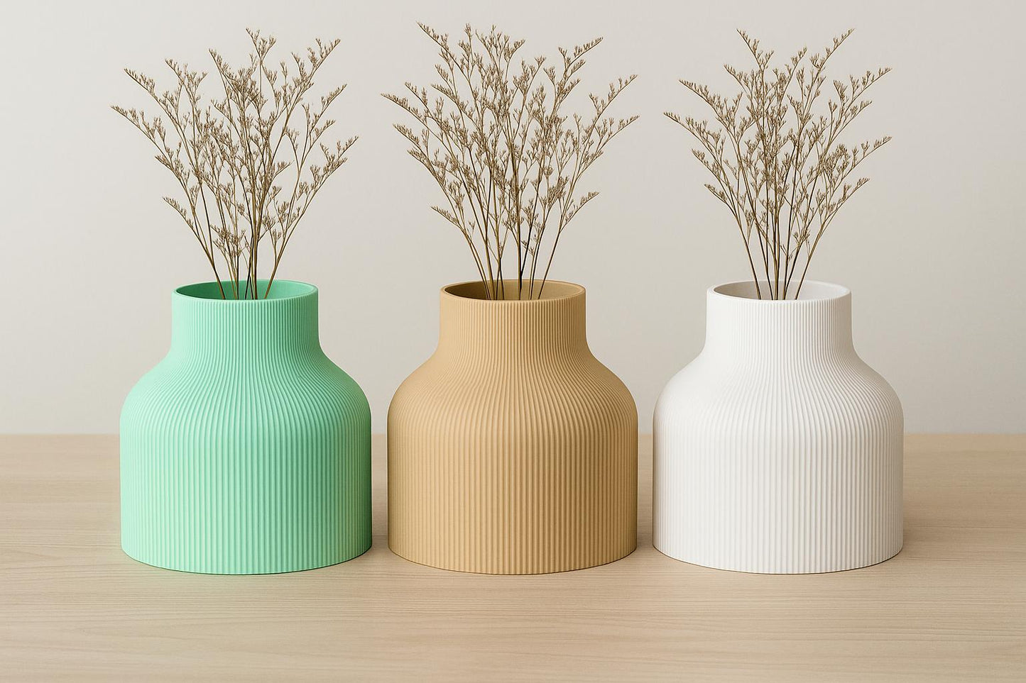 Ribbed Vase: Modern Minimalist Home Décor custom colours and unique table ornament.