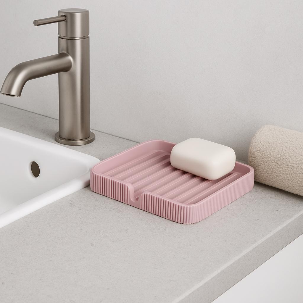 3D Printed Ribbed Sponge Holder: Modern Kitchen Sink Organizer