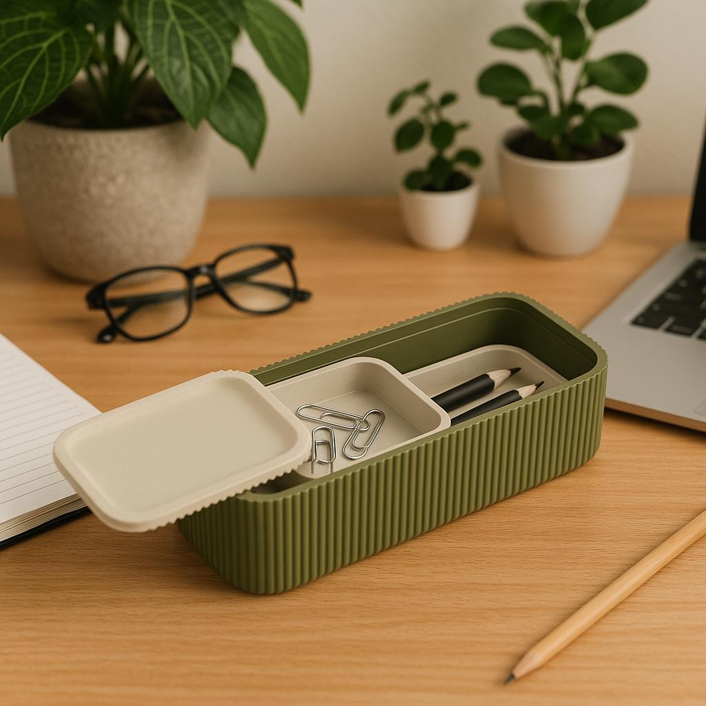 3D Printed Desk Organizer Box: Modern Minimalist Stationery Storage