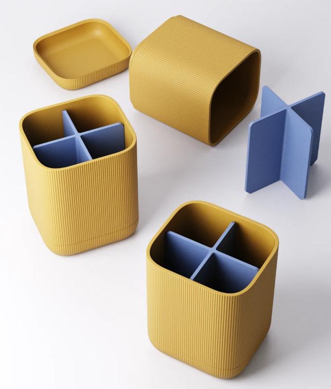 Modern Toothbrush Holder – Modular 4-Compartment Bathroom Organizer | Integrated Drip Tray | Minimalist Ribbed Design