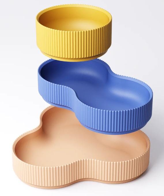 Modern 3-Tier Rippled Storage Tray – Minimalist Desk Organizer for Keys, Jewelry & Small Essentials