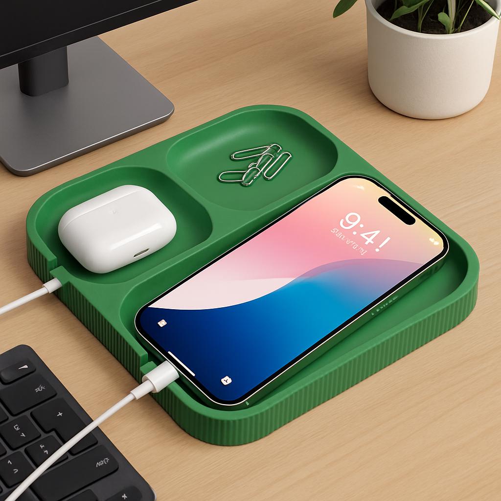 Minimalist Tech Organizer Tray: Bedside Desk Accessory Holder