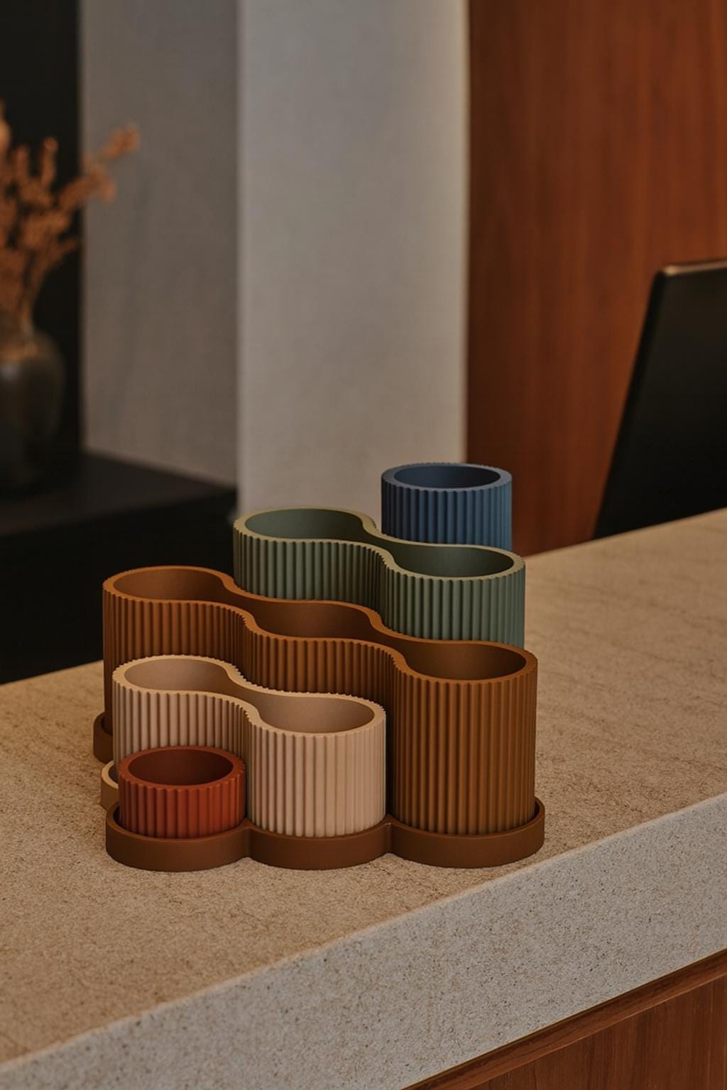 Pastel Desk Organizer: Modern Pen & Makeup Holder desk tidy.