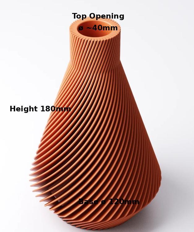 3D Printed Twisted Vase: Modern Ribbed Design, Geometric Decor
