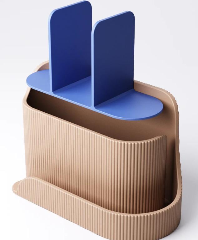Minimalist Ribbed Desk Organizer: Pen, Phone & Stationery Caddy desk organiser office reception and home office