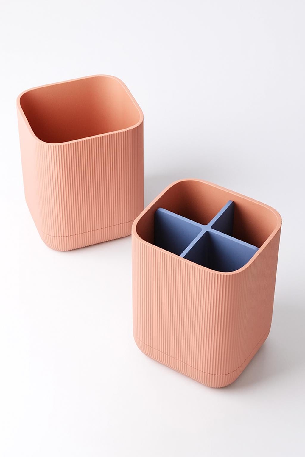 Modern Toothbrush Holder – Modular 4-Compartment Bathroom Organizer | Integrated Drip Tray | Minimalist Ribbed Design