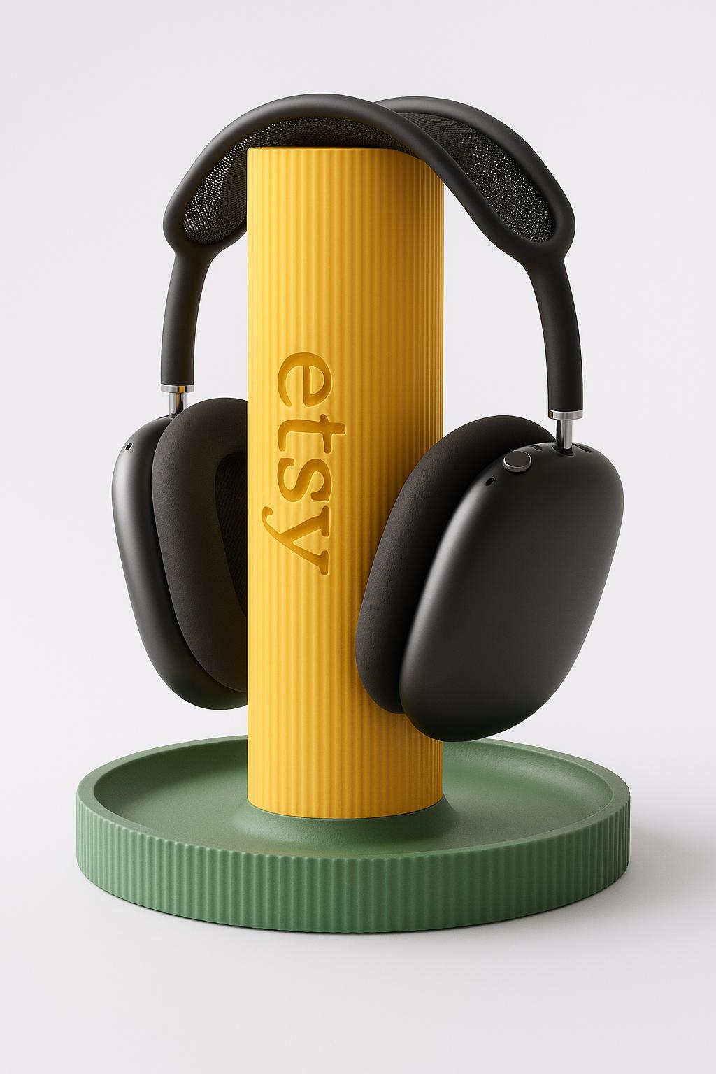 Minimalist Headphone Stand – Stylish Desktop Headset Holder – Space-Saving Audio Accessory Storage gamer streamer décor.