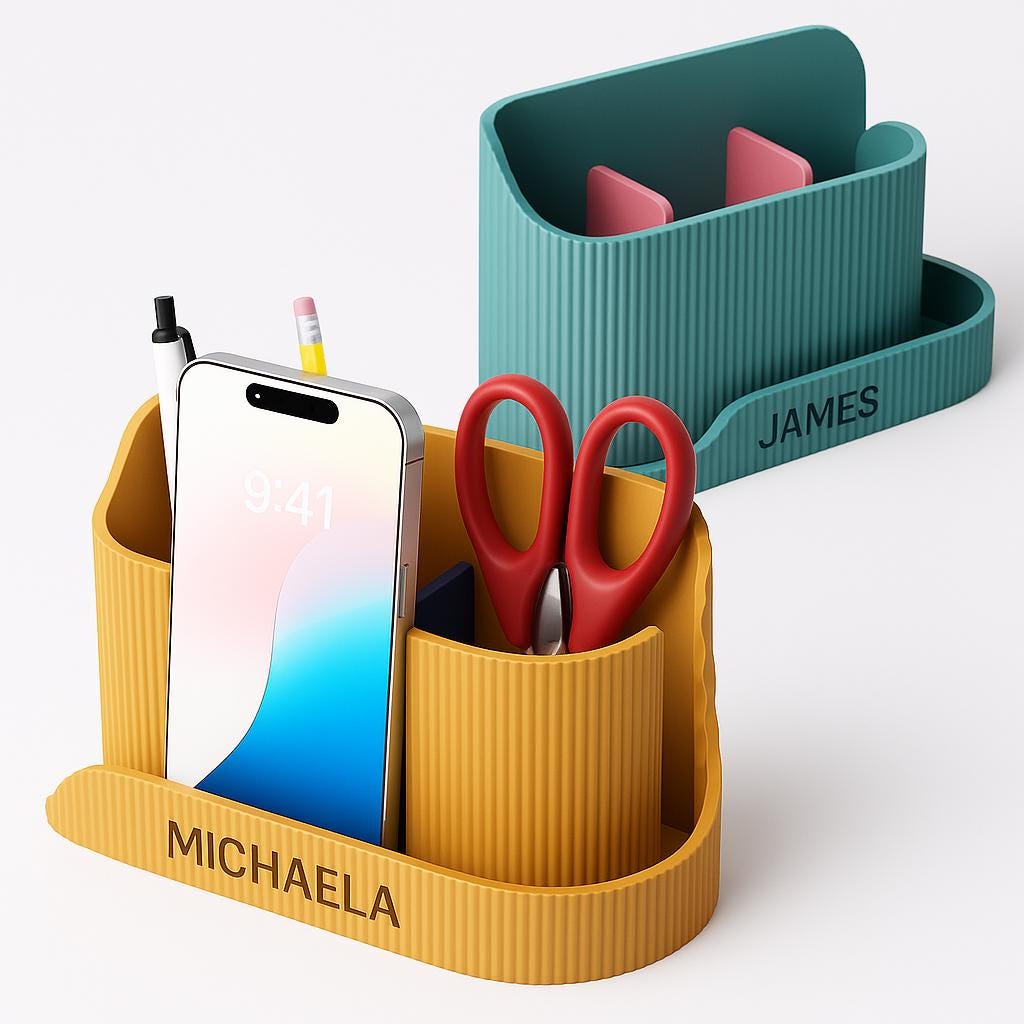 Minimalist Ribbed Desk Organizer: Pen, Phone & Stationery Caddy desk organiser office reception and home office