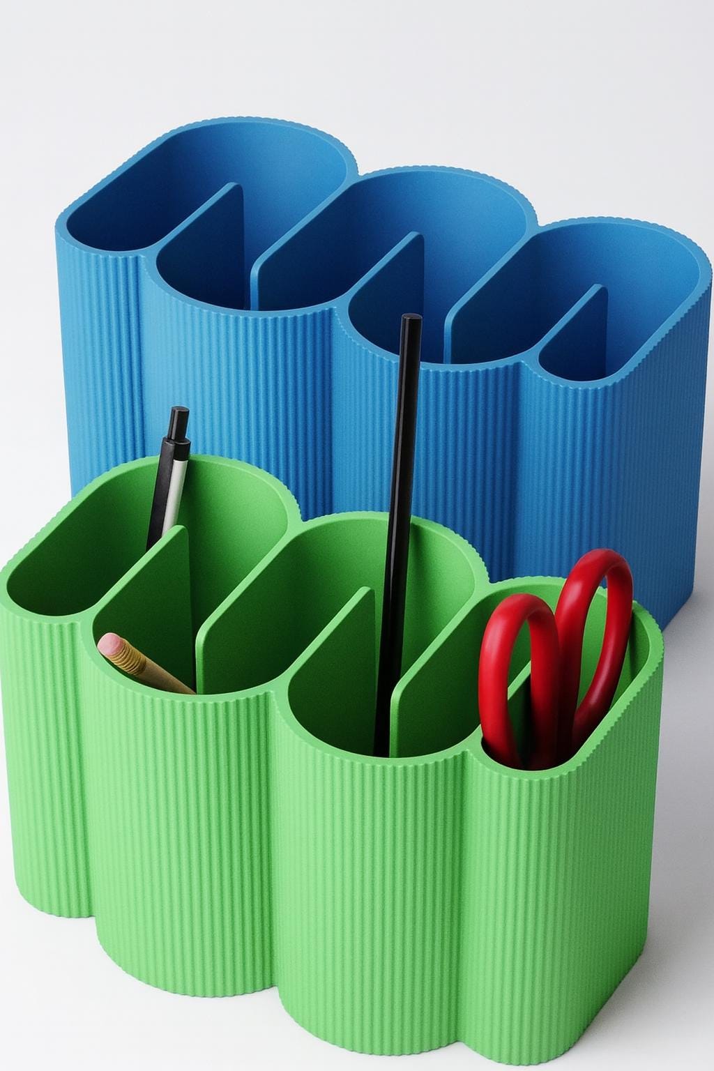 Desk Organizer: Modern Ripple Design, Multi-Compartment Stationery Holder tidy office desk reception