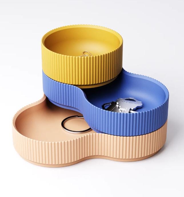 Modern 3-Tier Rippled Storage Tray – Minimalist Desk Organizer for Keys, Jewelry & Small Essentials