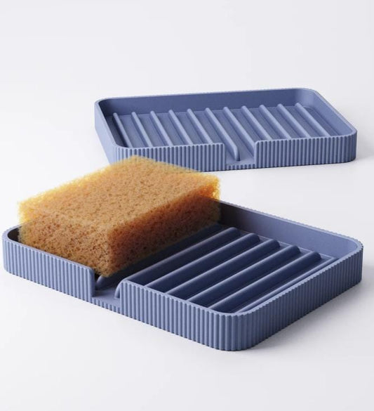 3D Printed Ribbed Sponge Holder: Modern Kitchen Sink Organizer