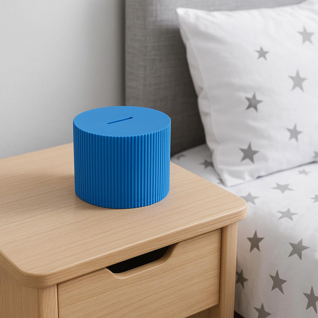 3D Printed Ribbed Coin Bank: Mustard Yellow Minimalist Savings Jar