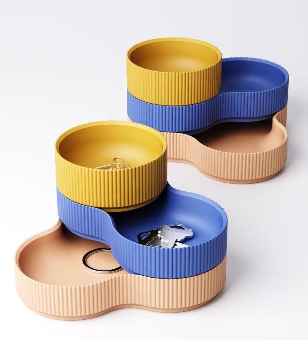 Modern 3-Tier Rippled Storage Tray – Minimalist Desk Organizer for Keys, Jewelry & Small Essentials