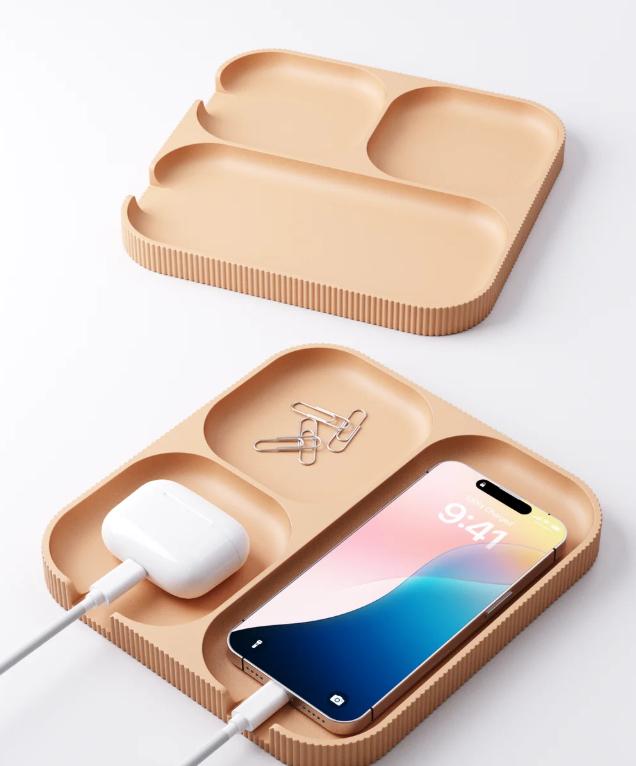 Minimalist Tech Organizer Tray: Bedside Desk Accessory Holder