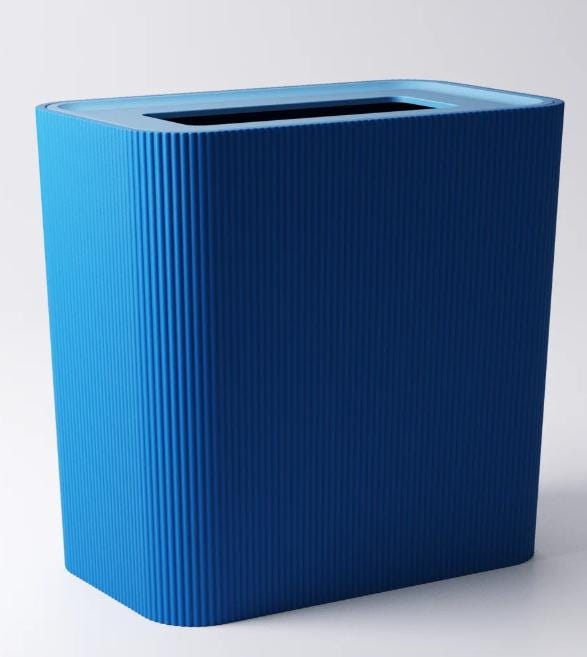 Minimalist Blue Desk Bin: Modern Office Wastebasket