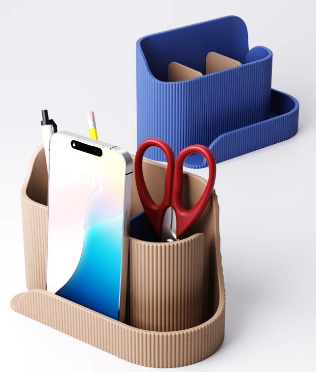 Minimalist Ribbed Desk Organizer: Pen, Phone & Stationery Caddy desk organiser office reception and home office