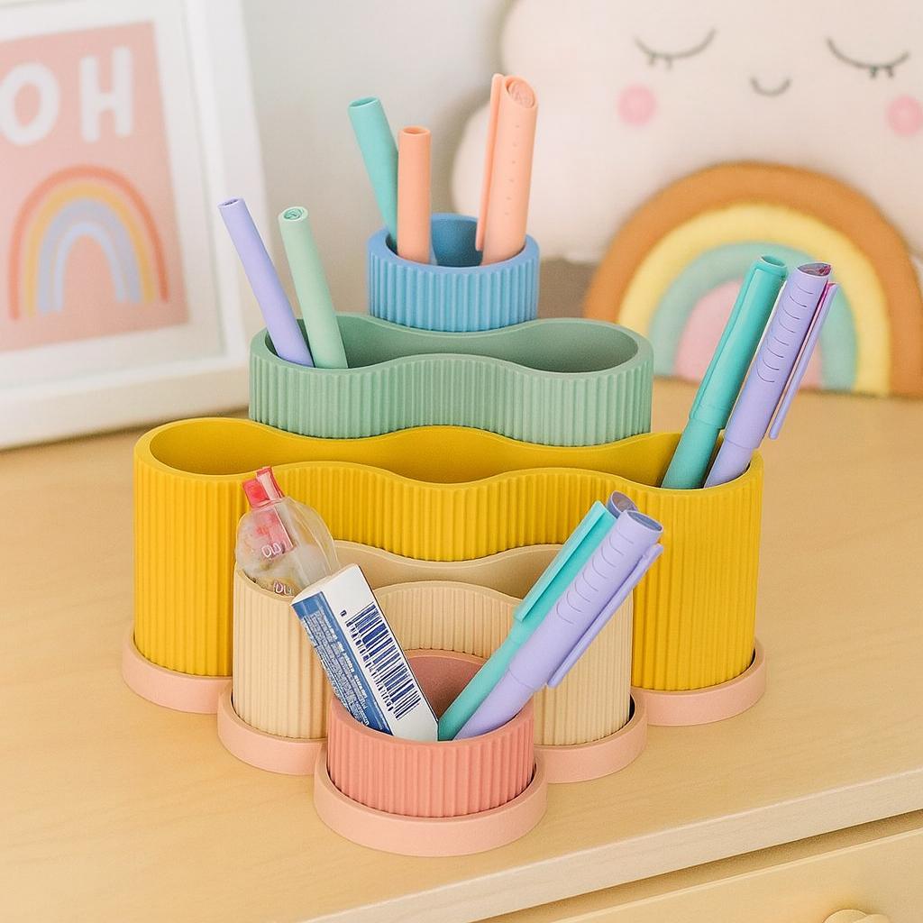 Pastel Desk Organizer: Modern Pen & Makeup Holder desk tidy.