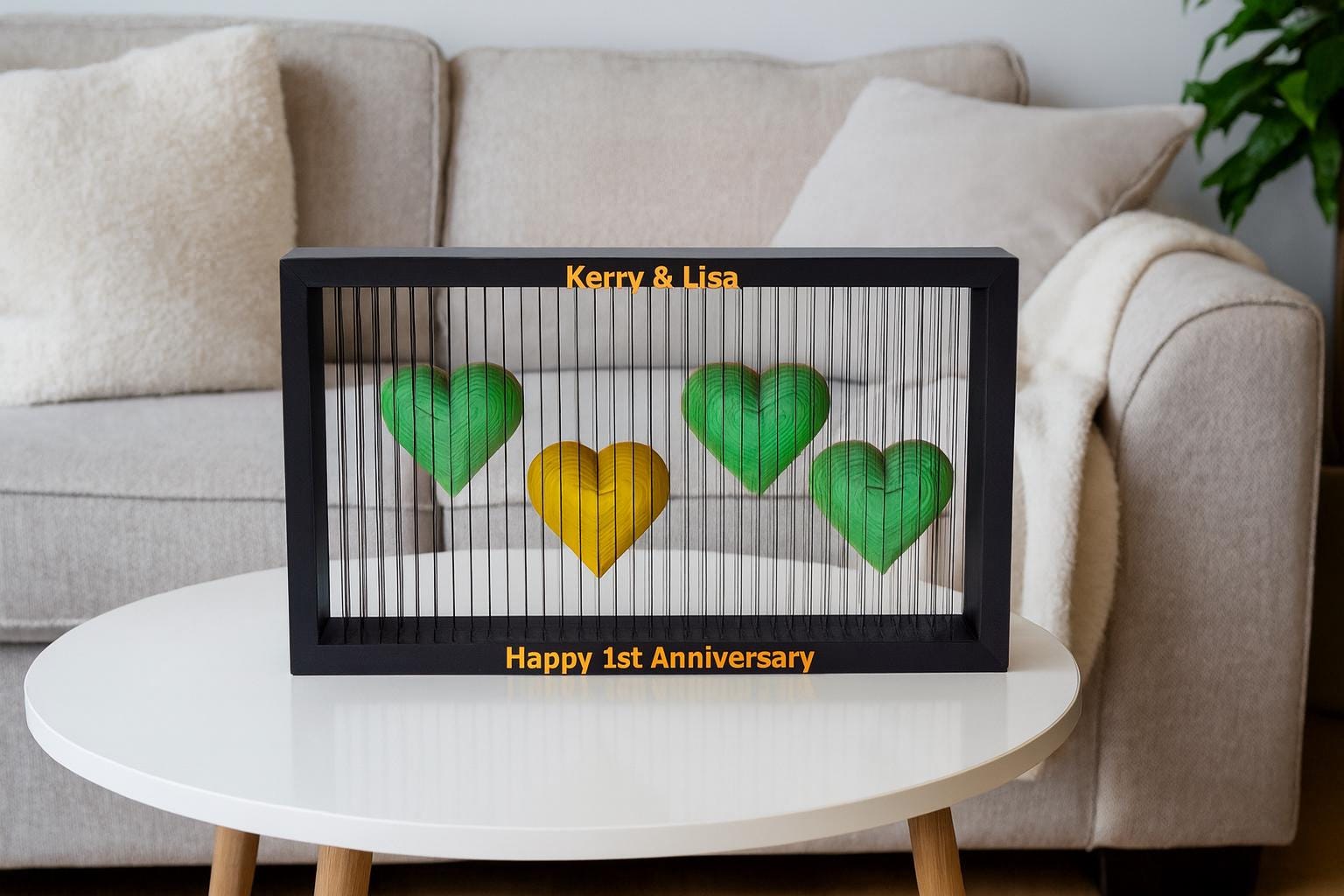 Personalized Heart Anniversary Gift Custom Names & Message Unique Romantic Home Décor Couples Keepsake