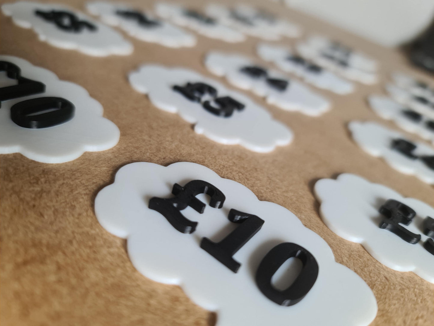 Custom 3D Printed Price Labels – Market Stall, Car Boot, Craft Fair, Trader Display – Any Price, Currency & Colour