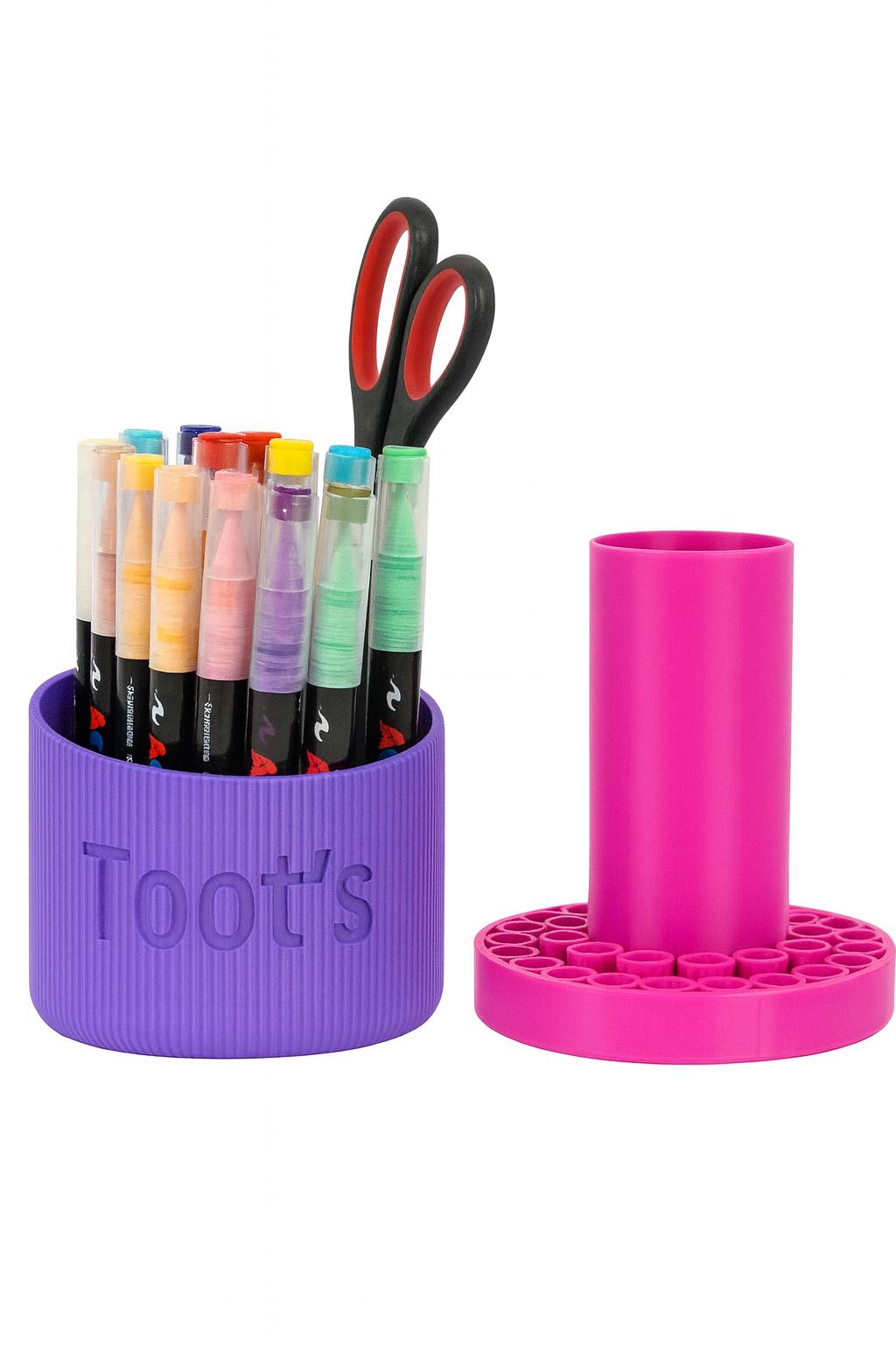 3D Printed Acrylic Marker Pen Holder | Desk Organizer for Art Supplies, Pens & Stationery Storage 36pen set removable insert and rotating.