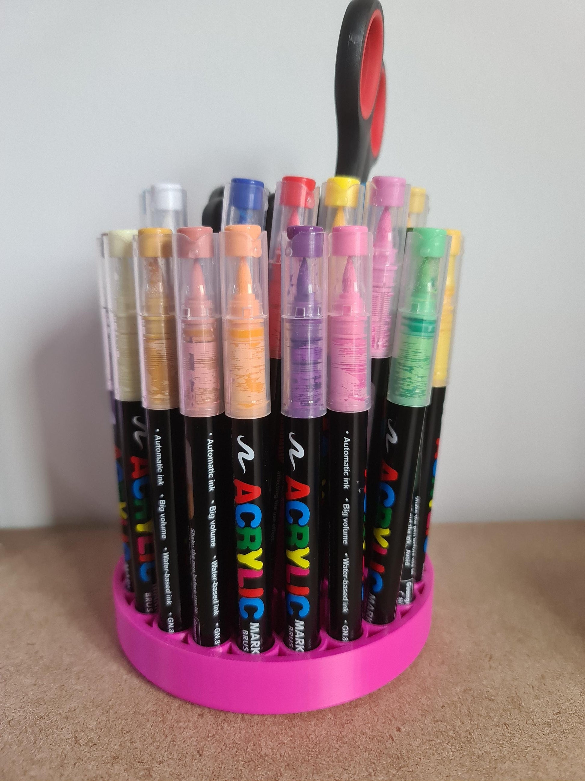 3D Printed Acrylic Marker Pen Holder | Desk Organizer for Art Supplies, Pens & Stationery Storage 36pen set removable insert and rotating.
