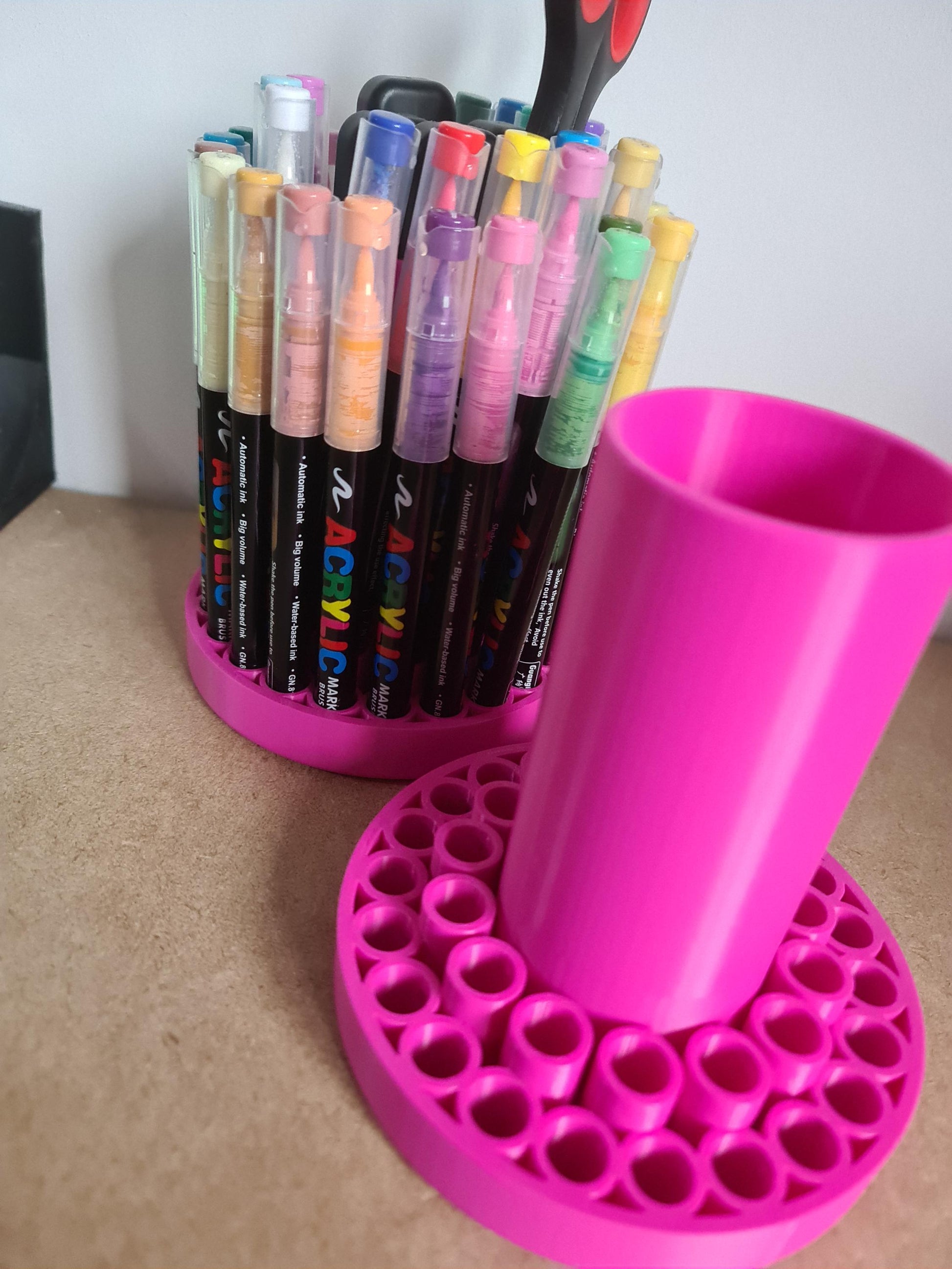 3D Printed Acrylic Marker Pen Holder | Desk Organizer for Art Supplies, Pens & Stationery Storage 36pen set removable insert and rotating.