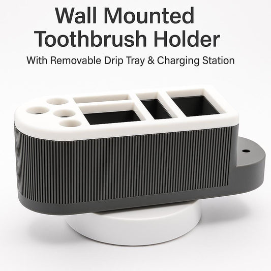 Wall Mounted Toothbrush Holder with Removable Drip Tray – Bathroom Organizer for Toothpaste, Electric Toothbrush & Soap