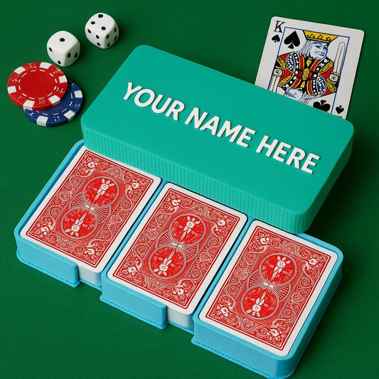 Personalised Playing Card Storage Box – 3D Printed Holder for 3 Decks | Custom Name Poker Night Organizer & Travel Case
