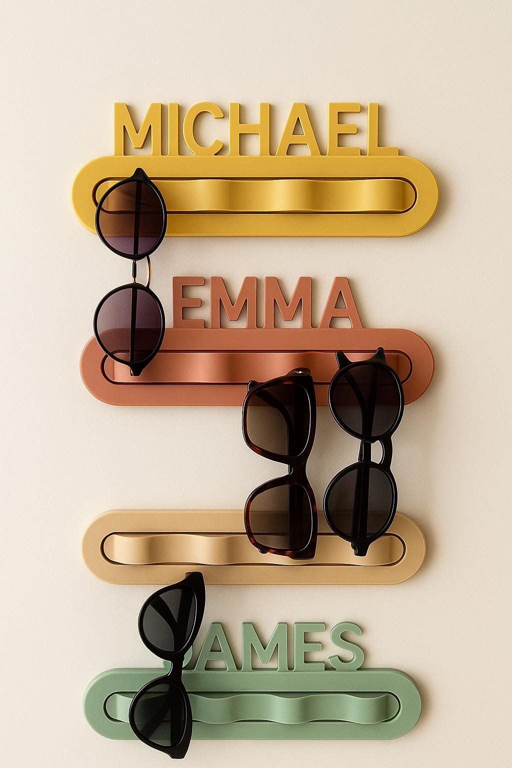 Modern 3D Printed glasses Wall Holder Minimalist Eyewear Rack Sunglass Stand for Entryway