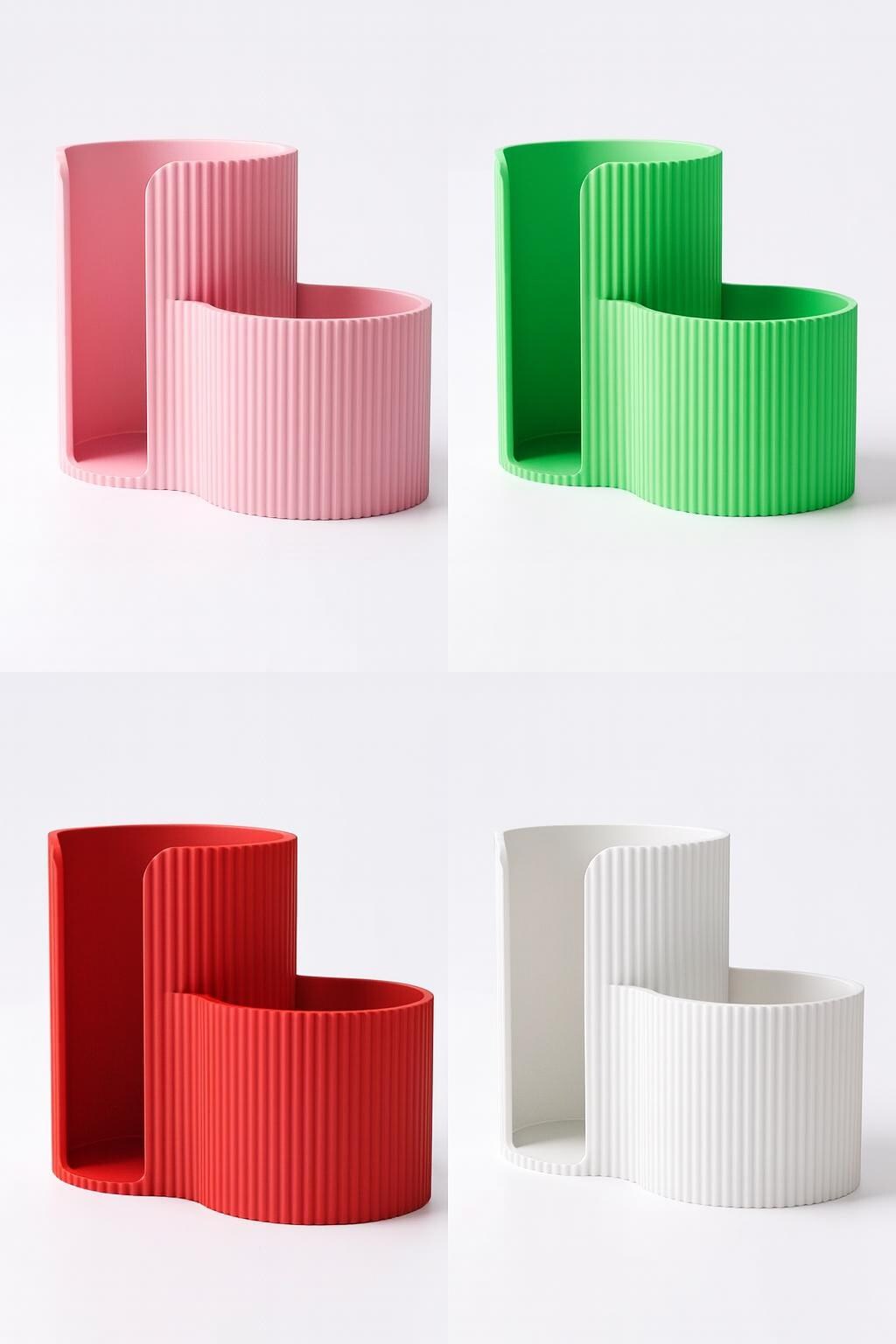 Minimalist Bathroom Organizer – Cotton Pad & Cotton Swab Holder, Modern Ribbed Storage Box