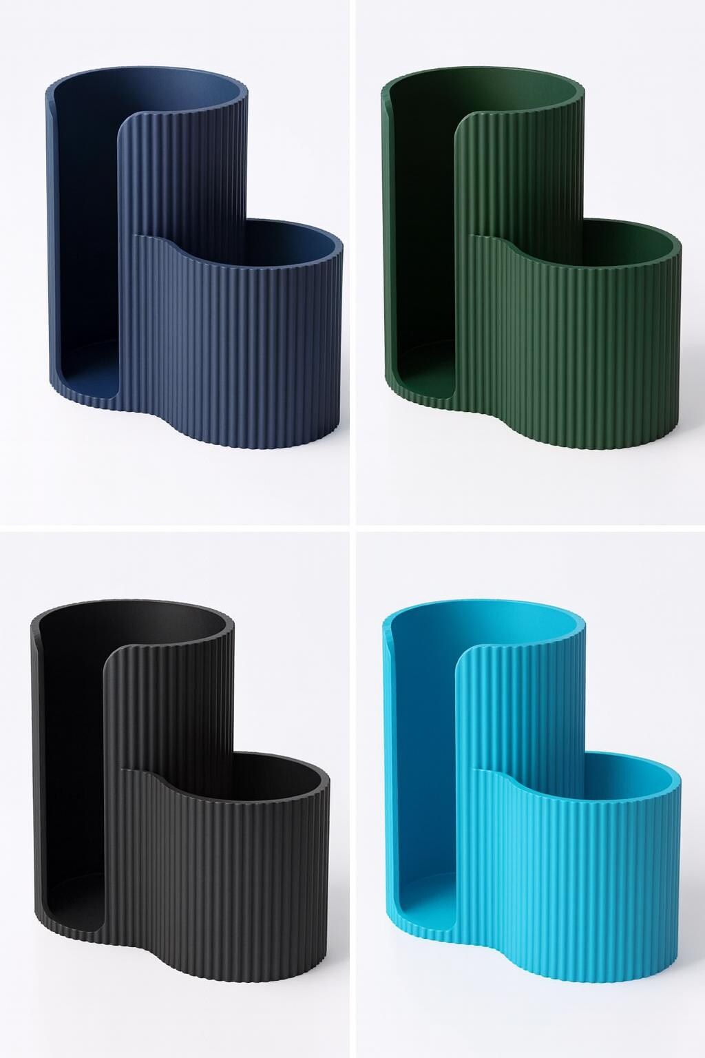 Minimalist Bathroom Organizer – Cotton Pad & Cotton Swab Holder, Modern Ribbed Storage Box