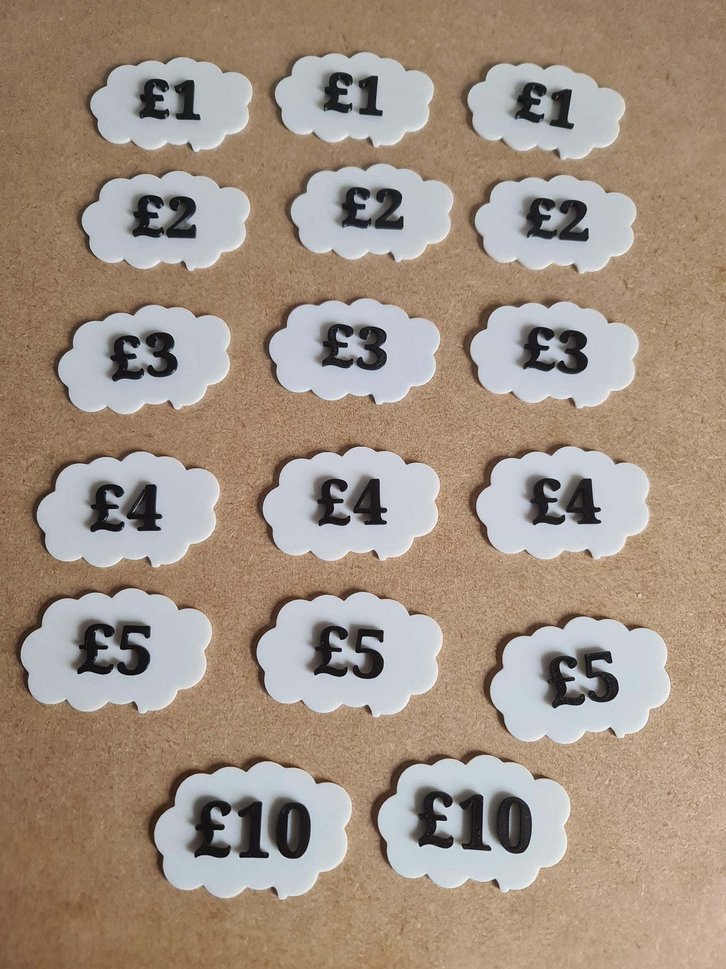 Custom 3D Printed Price Labels – Market Stall, Car Boot, Craft Fair, Trader Display – Any Price, Currency & Colour