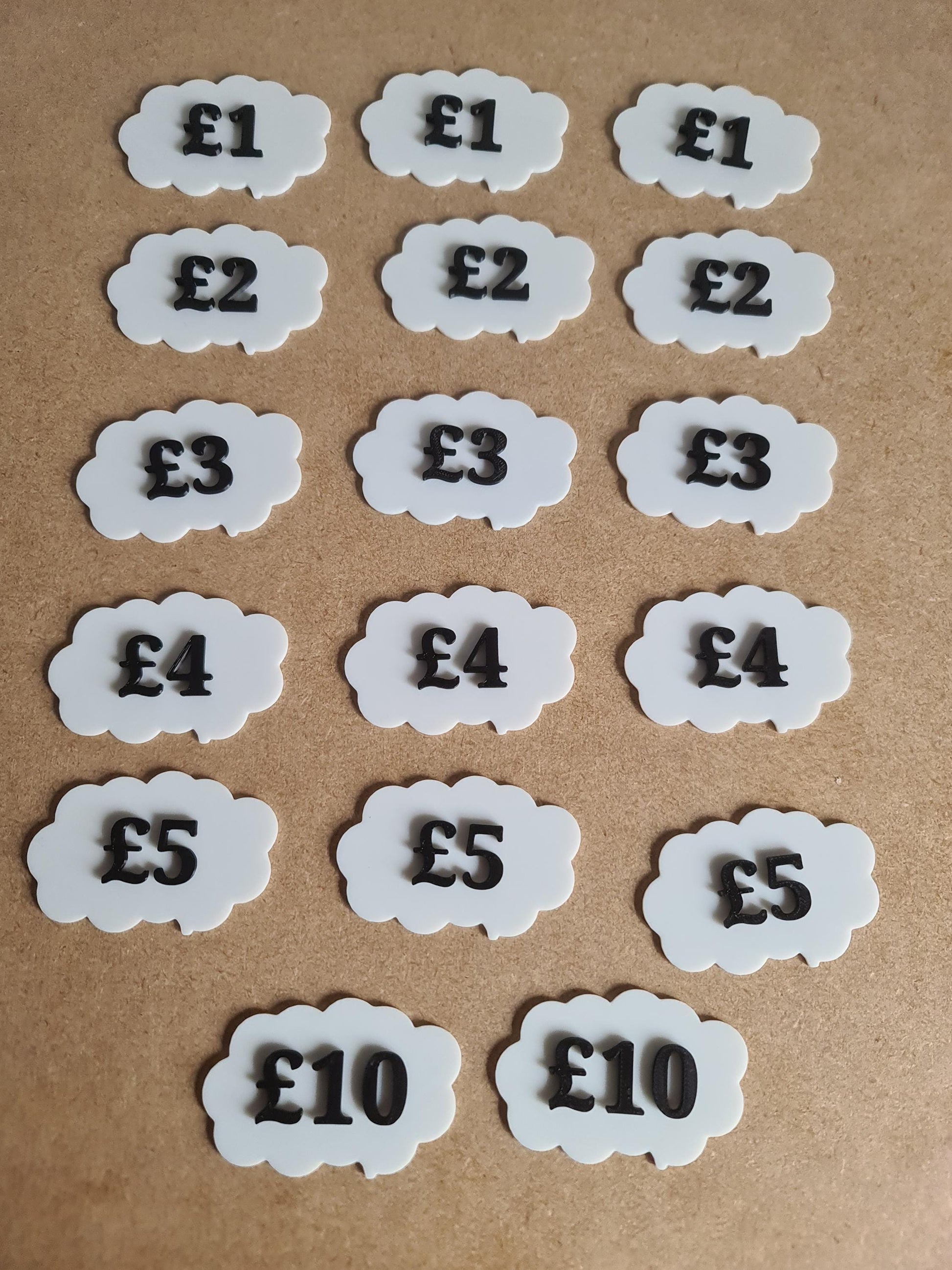 Custom 3D Printed Price Labels – Market Stall, Car Boot, Craft Fair, Trader Display – Any Price, Currency & Colour