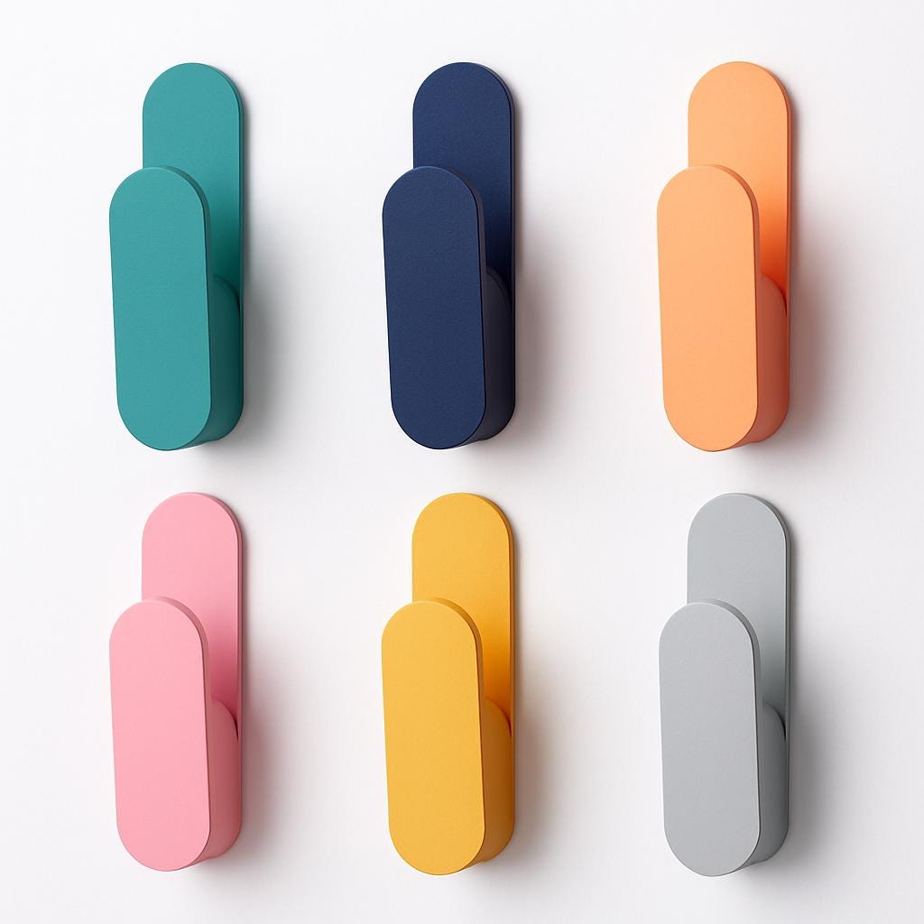 Modern Colourful Wall Hangers – Set of 3 Minimalist Coat Hooks, Playful Home Décor, Custom Colours Available wall décor