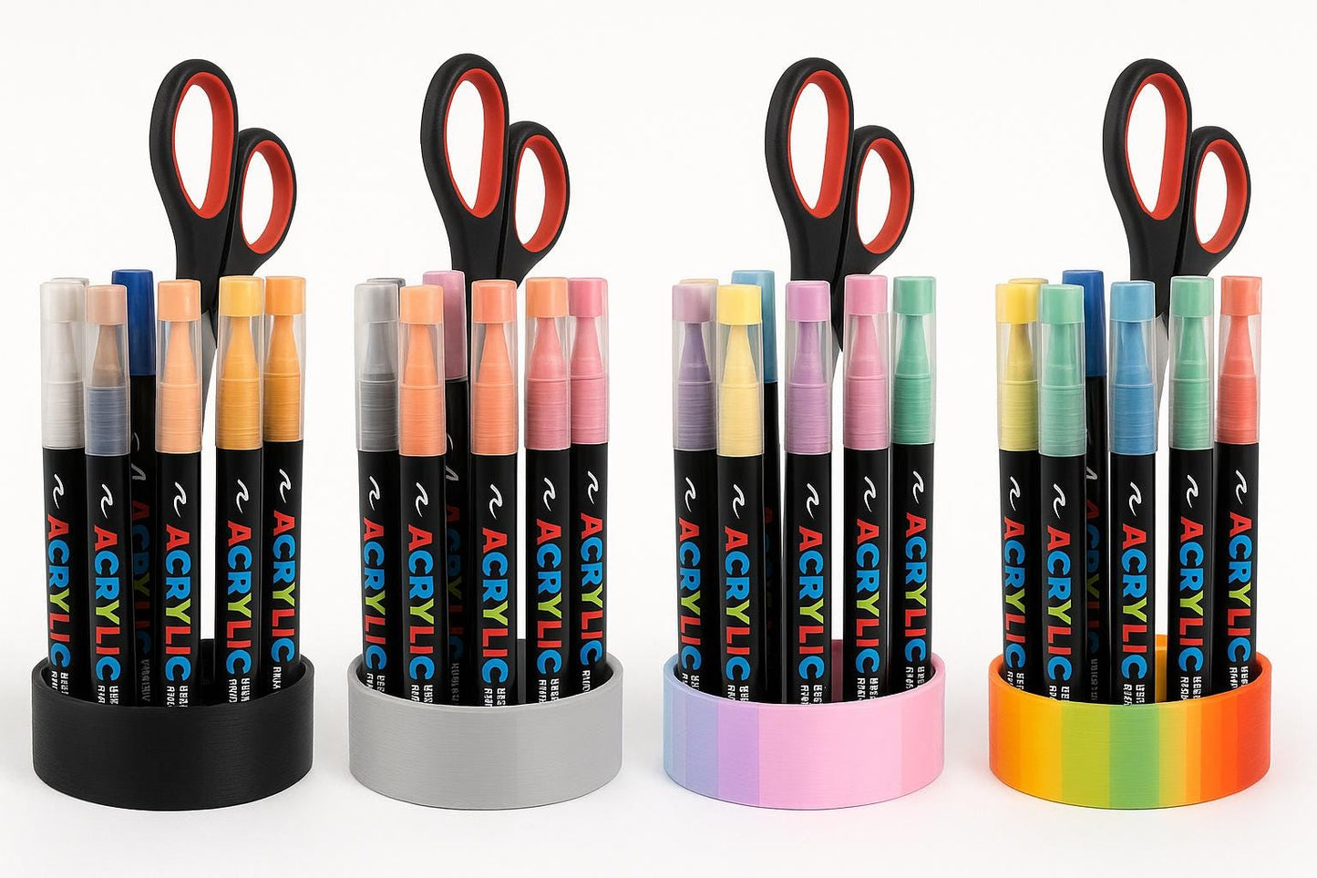 3D Printed Acrylic Marker Pen Holder | Desk Organizer for Art Supplies, Pens & Stationery Storage 36pen set removable insert and rotating.