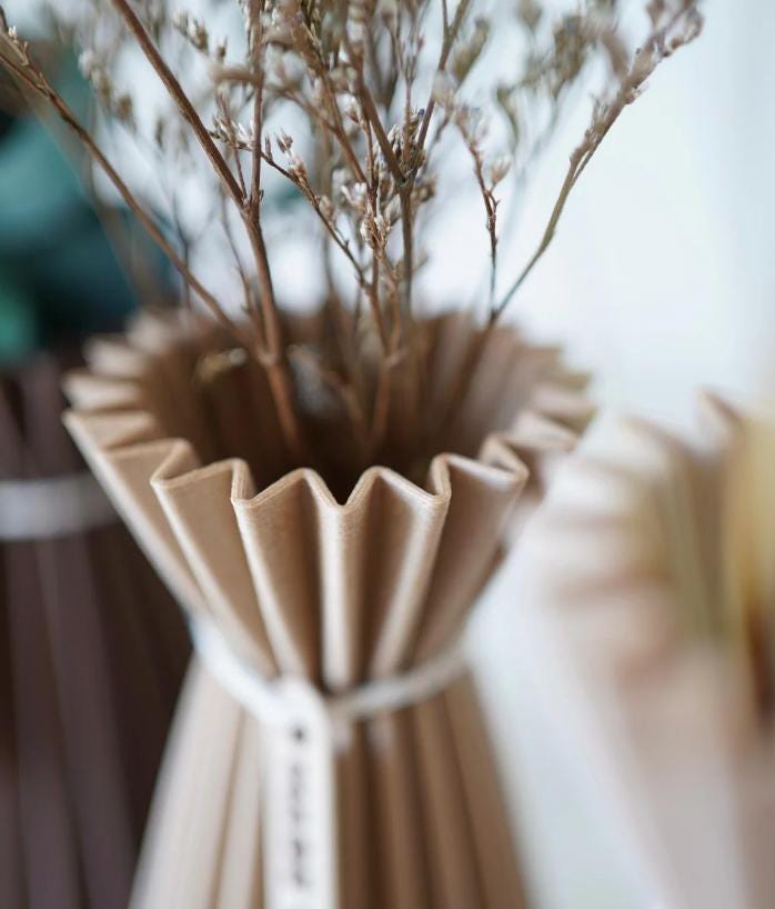 Modern Pleated Vase | 3D Printed Geometric Vase for Dried Flowers | Minimalist Home Décor, Nordic Style Vase, Gift for Plant Lovers