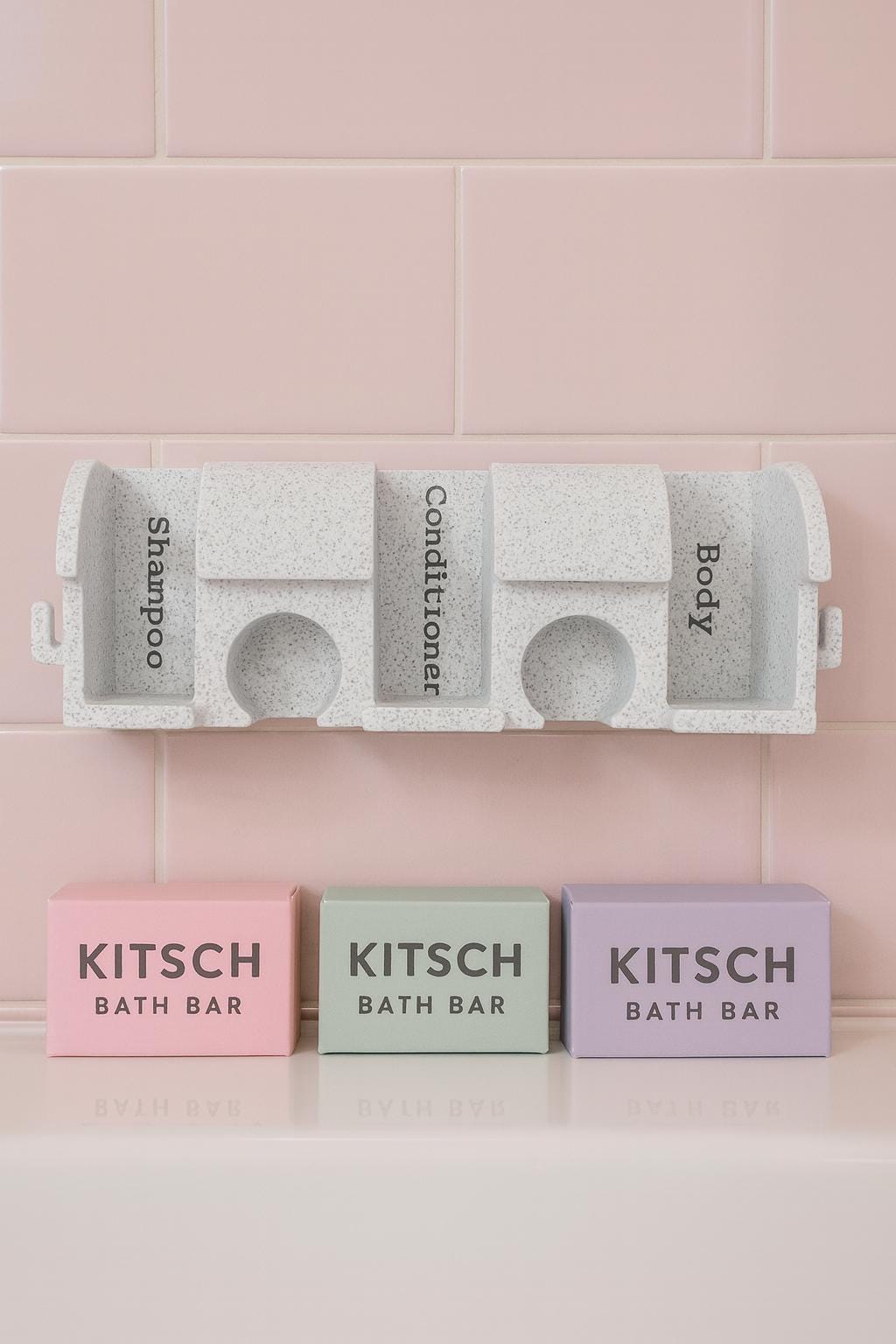 3D Printed Kitsch Bath Bar Holder | Shampoo, Conditioner & Body Bars | Venus Razor Hook | Retro Bathroom Organiser Fall gift scrunchy hooks